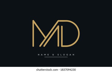 Monograma con el logotipo de las letras abstractas MD, DM