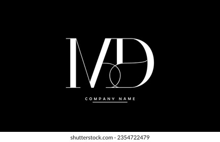 Monograma con el logotipo de las letras abstractas MD, DM