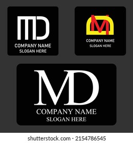 Diseño vectorial del logotipo de letra MD o DM Ilustración para marcas comerciales o de empresas.