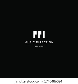 MD or DM letters logo design concept with negative space letter d on letter m, and the logo represent a piano keyboard. Vector template