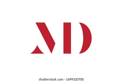 MD or DM and M or D Uppercase Letter Initial Logo Design, Vector Template