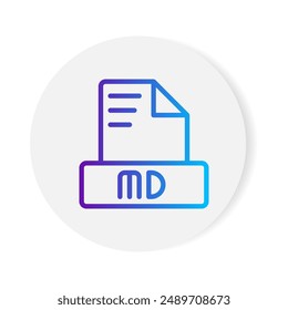 Md document format file icon. with gradient outlines. vector illustration.