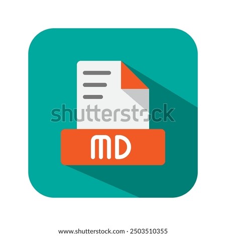 Md file format flat icons. symbol document files, archive, extension. Can be used for websites, software, UI and mobile apps.