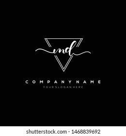 MD handwriting initial logo template vector.