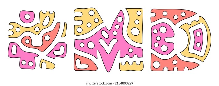 MD Hashtag. Doodle isolate text. Colored curves decorative doodle letters. Hashtag #MD is abbreviation for the US American state Maryland for print, booklet, banner, flyer.
