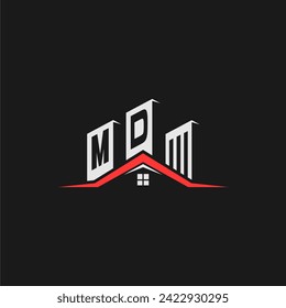 MD Initial Construction Real Estate Home Logo Design Vector