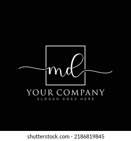 MD Initial Handschrift minimalistischer Logo-Vektorgrafik