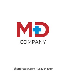 md initial health logo design vector icon modern