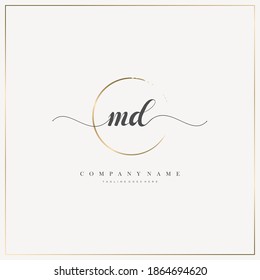 MD Letra inicial logotipo de escritura a mano modelo vector, logotipo para belleza, cosmética, boda, moda y negocios