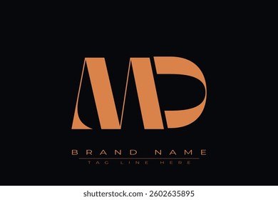 MD initial letter logo design. Letter M and D luxury alphabet letter logo icon template
