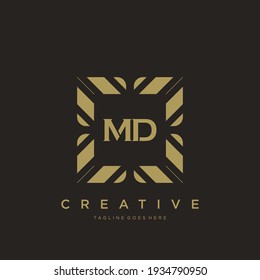 MD Letra inicial ornamento lujoso monólogo vector de plantilla de logotipo.