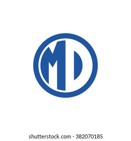 MD initial letters circle business logo blue