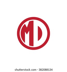 MD initial letters circle business logo red
