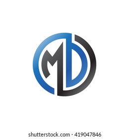 MD initial letters looping linked circle logo blue black