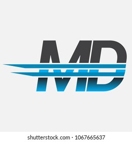 MD initial logo company name colored black and blue, Simple and Modern Logo Design.