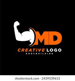 MD initial monogram for fitnes or gym logo with creative style design