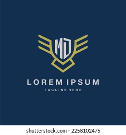 MD initial monogram logo for creative eagle line image vector design