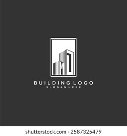 MD initial monogram real estate logo with building creative square style design