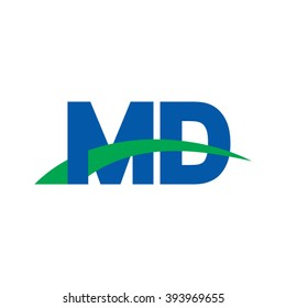 MD initial overlapping swoosh letter logo blue green