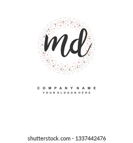 MD initial signature logo. handwriting logo template vector,