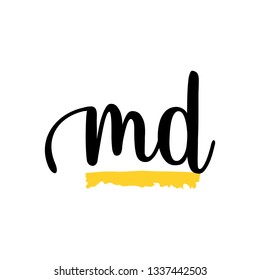 MD initial signature logo. handwriting logo template vector,