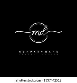 MD initial signature logo. handwriting logo template vector,