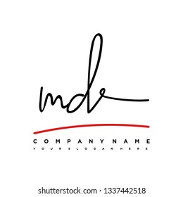 MD initial signature logo. handwriting logo template vector,