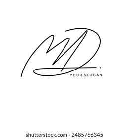 md Initial signature logo vector design