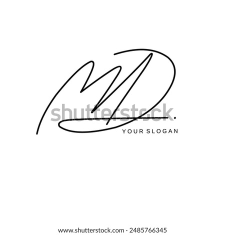 md Initial signature logo vector design