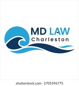 O logotipo da MD Law apresenta um motivo ousado e moderno de ondas oceânicas combinado com uma marca de palavras limpa.