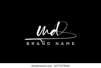 MD letter beauty handwriting vector logo. 