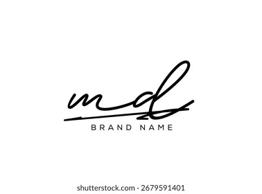 MD letter elegant cursive beauty handwriting logo.