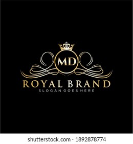 MD Letter Initial Luxurious Brand Logo Template.