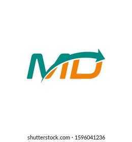MD letter logo with arrow