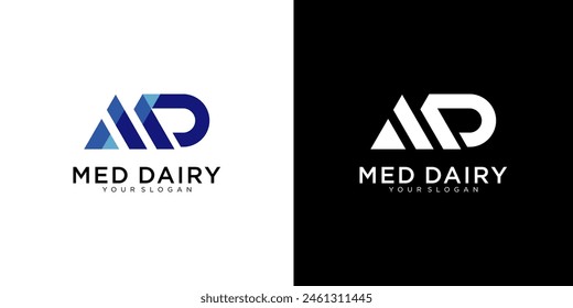 MD letter medicine Logo Design Vector Template. Abstract Alphabet MD with cross logo Illustration