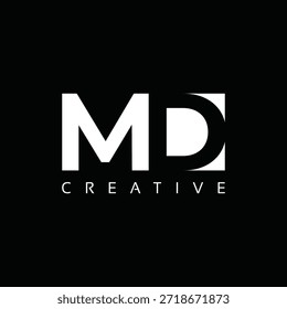 MD letters Logo with negative space design. Letter with geometric typography. Creative Vector Illustration with letters.