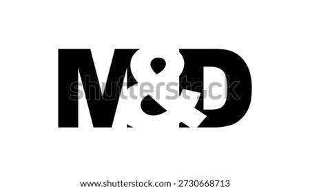 MD logo design in bold style. Black white identity symbol. Modern typography emblem. Corporate branding icon. Minimal business template.