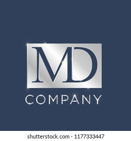 MD Logo Design Template. Luxury Silver Plat Letter Vector