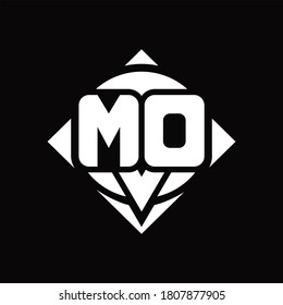 MD Logo monogram with circle shape and square rotate rounded design template on black background
