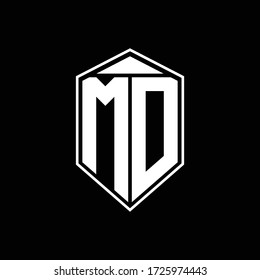 md logo monogram with emblem shape combination tringle on top design template