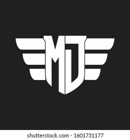 MD Logo monogram with emblem and wings element design template