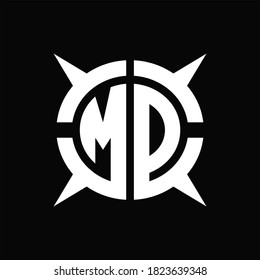 MD Logo monogram with four pieces circle slice design template on Black Background