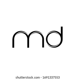 MD Logo monogram with slice rounded modern design template isolated on white background