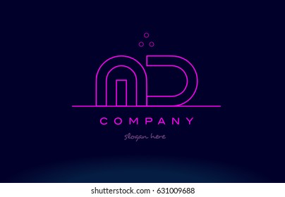md m d letter alphabet text pink purple dots contour line creative company logo vector icon design template