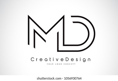 MD M D Letter Logo Design in Black Colors. Creative Modern Letters Vector Icon Logo Illustration.