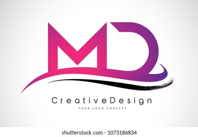 MD M D Letter Logo Design in Black Colors. Creative Modern Letters Vector Icon Logo Illustration.