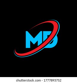 MD M D-Buchstaben Logo Design. Anfangsbuchstaben MD verknüpfter Kreis Großbuchstaben Monogramm Logo rot und blau. MD-Logo, M-D-Design. md, m d
