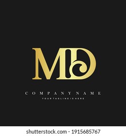 MD Minimal Luxury Initial Logo vector.