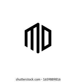 MD MO Letter Logo Design polygon Monogram Icon Vector Template