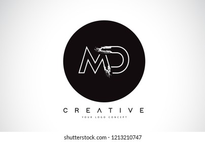 MD Modern Leter Logo Design with Black and White Monogram. Creative Letter Logo Brush Monogram Vector Design.
